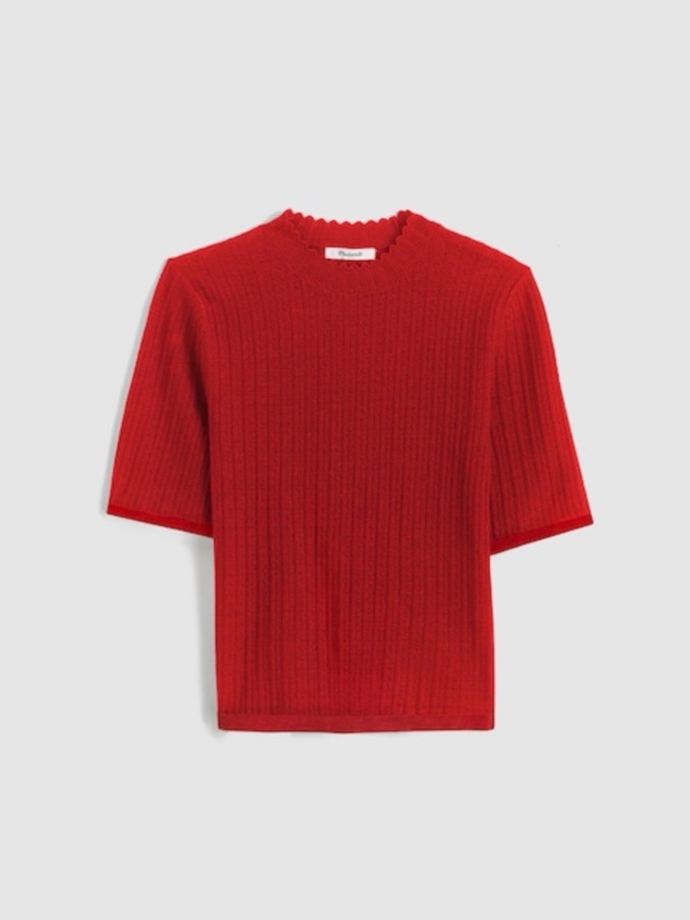 Pointelle-Stitch Mockneck Sweater Tee